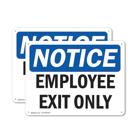 Signmission Exit Sign, Plastic, 18 in W, 12 in H, Employee Exit Only OS-2PACK-NS-P-1218-L-15591